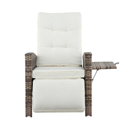 Gardeon Outdoor Recliner Chairs Sun lounge Wicker Lounger Patio Furniture Adjustable Brown.