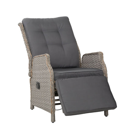 Gardeon Recliner Chairs Sun lounge Wicker Lounger Outdoor Furniture Patio Adjustable Grey.