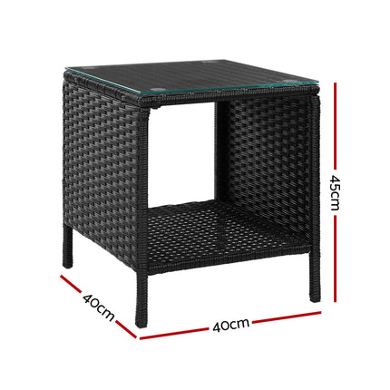 Gardeon Coffee Side Table Wicker Desk Rattan Outdoor Furniture Garden Black.