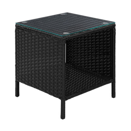 Gardeon Coffee Side Table Wicker Desk Rattan Outdoor Furniture Garden Black.