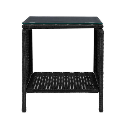 Gardeon Coffee Side Table Wicker Desk Rattan Outdoor Furniture Garden Black.