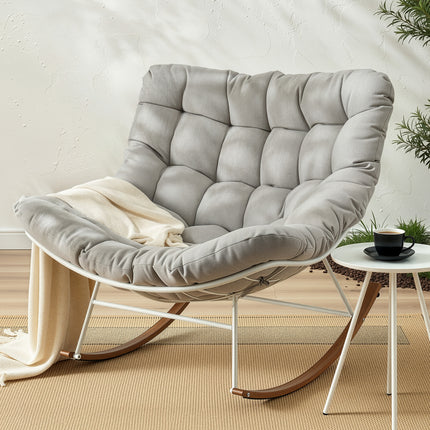 Gardeon Outdoor Rocking Chair Furniture Papasan Recliner Garden Patio Lounge Setting White.