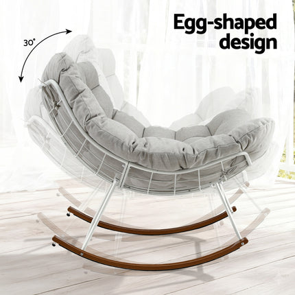 Gardeon Outdoor Rocking Chair Furniture Papasan Recliner Garden Patio Lounge Setting White.