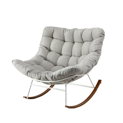 Gardeon Outdoor Rocking Chair Furniture Papasan Recliner Garden Patio Lounge Setting White.