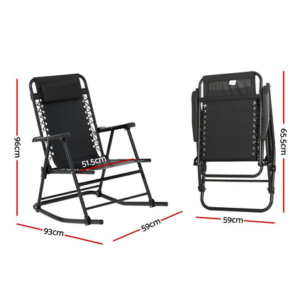 Gardeon Outdoor Rocking Chair Folding Reclining Recliner Patio Furniture Garden.