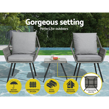 Gardeon Outdoor Storage Bench Box Wicker Garden Sheds Tools Cushion Patio Furniture Black.