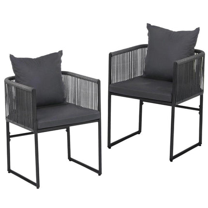 Gardeon 2PC Outdoor Dining Chairs Woven Rope Chair Patio Furniture Garden Steel.