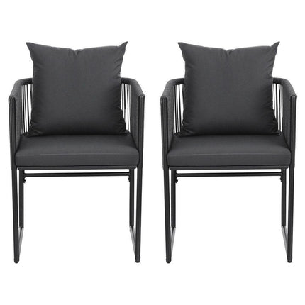 Gardeon 2PC Outdoor Dining Chairs Woven Rope Chair Patio Furniture Garden Steel.