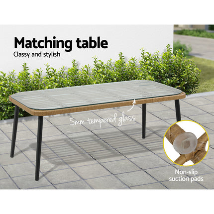 Gardeon 4-Piece Outdoor Sofa Set Rattan Lounge Setting Table Chairs.