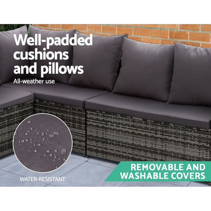 Gardeon Outdoor Furniture Dining Setting Sofa Set Lounge Wicker 9 Seater Mixed Grey.
