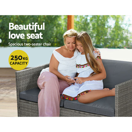 Gardeon 4-Piece Outdoor Sofa Set Wicker Couch Lounge Setting Grey.
