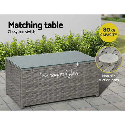 Gardeon 4-Piece Outdoor Sofa Set Wicker Couch Lounge Setting Grey.