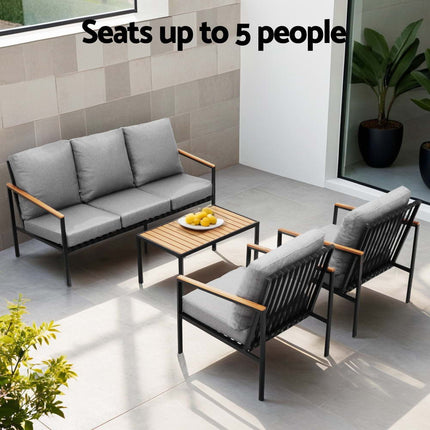 Gardeon 5 Seater Outdoor Sofa Set 4PCS Table Chair Garden Bench Patio Furniture.