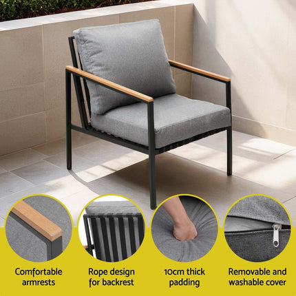 Gardeon 5 Seater Outdoor Sofa Set 4PCS Table Chair Garden Bench Patio Furniture.