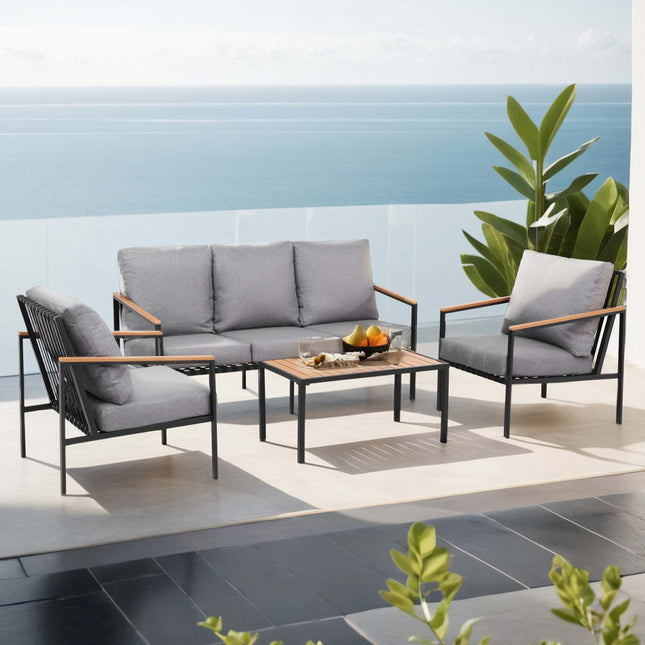 Gardeon 5 Seater Outdoor Sofa Set 4PCS Table Chair Garden Bench Patio Furniture.