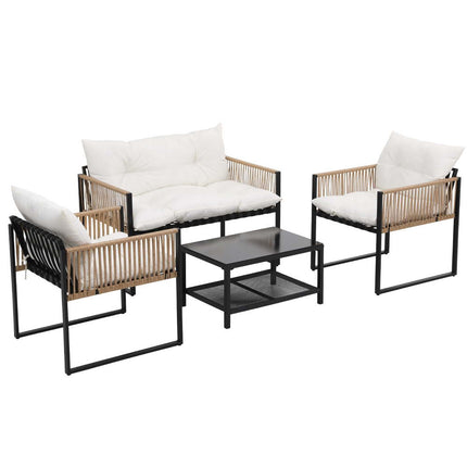 Gardeon 4 Seater Outdoor Sofa Set 4PCS Table Chair Set Garden Patio Furniture.