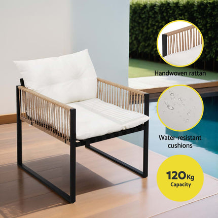 Gardeon 4 Seater Outdoor Sofa Set 4PCS Table Chair Set Garden Patio Furniture.