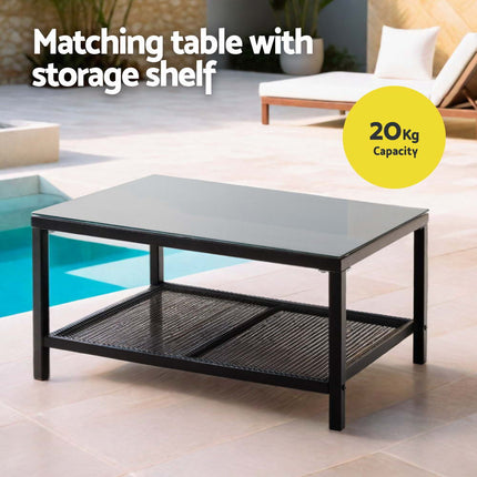 Gardeon 4 Seater Outdoor Sofa Set 4PCS Table Chair Set Garden Patio Furniture.