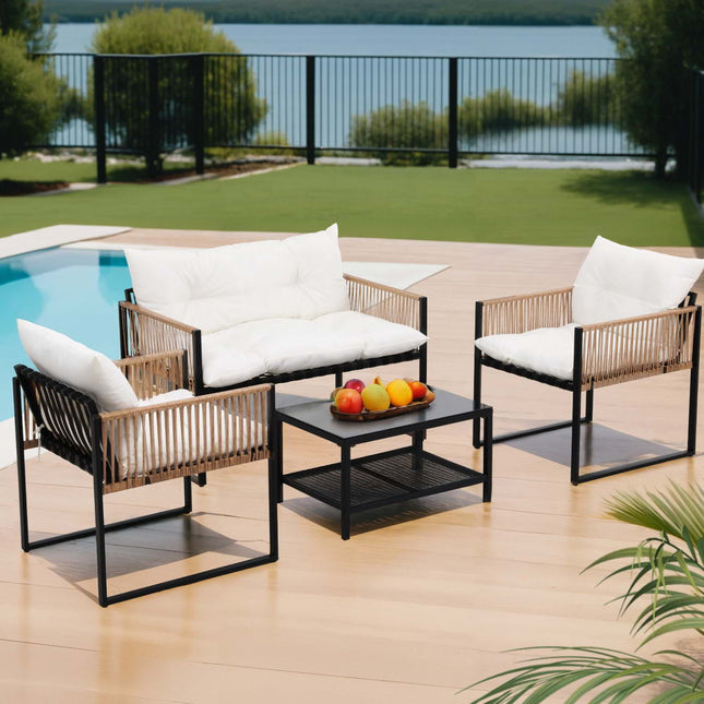 Gardeon 4 Seater Outdoor Sofa Set 4PCS Table Chair Set Garden Patio Furniture.