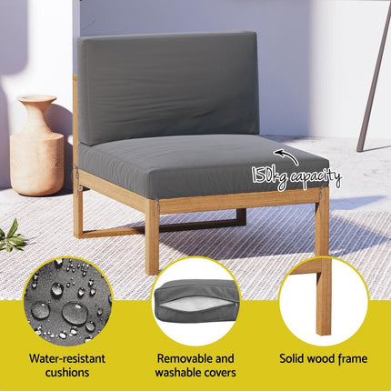 Gardeon 4-Piece Outdoor Sofa Set Wooden Couch Lounge Setting 5PCS.