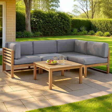 Gardeon 4-Piece Outdoor Sofa Set Wooden Couch Lounge Setting 5PCS.