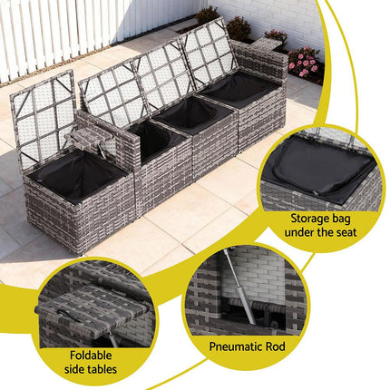 Gardeon 5 Pieces Outdoor Sofa Set 4-Seater Grey Rattan Patio Furniture Table and Chair Setting.