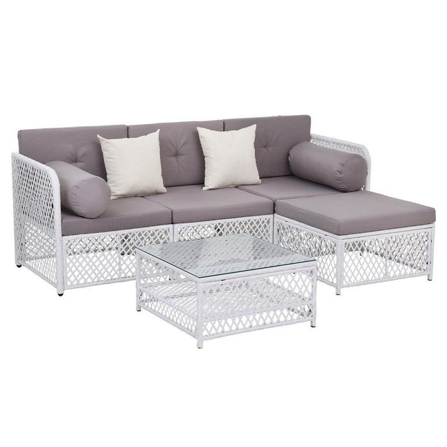 Gardeon 4 Seater Outdoor Sofa Set 5PCS Table Chair Set Garden Patio Furniture.