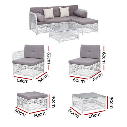 Gardeon 4 Seater Outdoor Sofa Set 5PCS Table Chair Set Garden Patio Furniture.