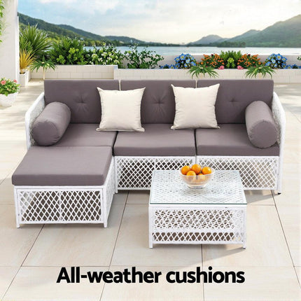 Gardeon 4 Seater Outdoor Sofa Set 5PCS Table Chair Set Garden Patio Furniture.