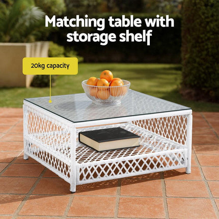 Gardeon 4 Seater Outdoor Sofa Set 5PCS Table Chair Set Garden Patio Furniture.