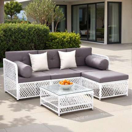 Gardeon 4 Seater Outdoor Sofa Set 5PCS Table Chair Set Garden Patio Furniture.