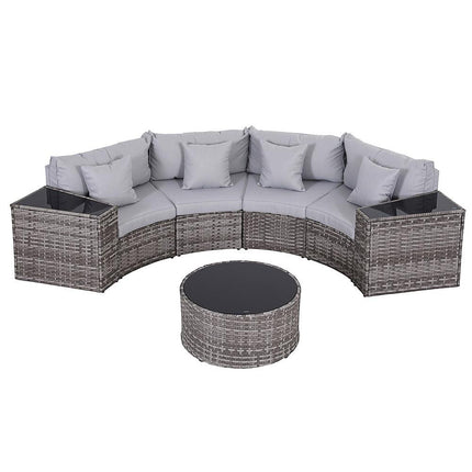 Gardeon 4 Seater Outdoor Sofa Set 7PCS Table Chair Set Garden Rattan Patio Furniture.