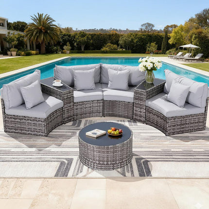 Gardeon 4 Seater Outdoor Sofa Set 7PCS Table Chair Set Garden Rattan Patio Furniture.