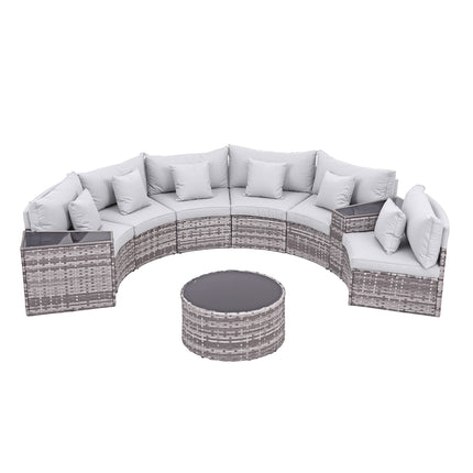 Gardeon 6 Seater Outdoor Sofa Set 9PCS Table Chair Set Garden Rattan Patio Furniture.