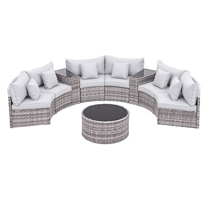 Gardeon 6 Seater Outdoor Sofa Set 9PCS Table Chair Set Garden Rattan Patio Furniture.
