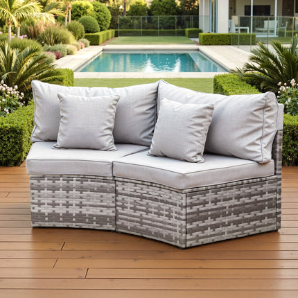 Gardeon 2 PCS Outdoor Sofa Set Rattan Modular Chair Garden Patio Furniture Grey.