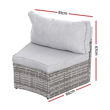 Gardeon 2 PCS Outdoor Sofa Set Rattan Modular Chair Garden Patio Furniture Grey.