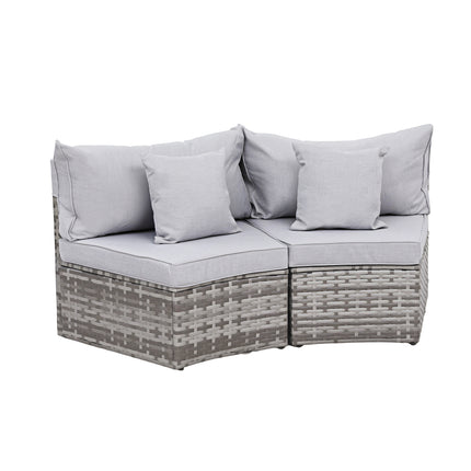 Gardeon 2 PCS Outdoor Sofa Set Rattan Modular Chair Garden Patio Furniture Grey.