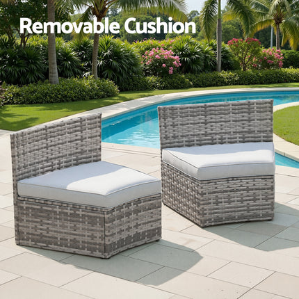 Gardeon 2 PCS Outdoor Sofa Set Rattan Modular Chair Garden Patio Furniture Grey.
