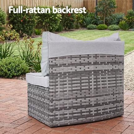 Gardeon 2 PCS Outdoor Sofa Set Rattan Modular Chair Garden Patio Furniture Grey.