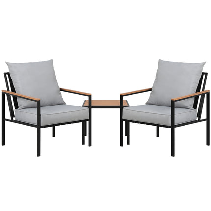 Gardeon 3PC Outdoor Furniture Bistro Set Lounge Setting Chairs Table Patio Black.