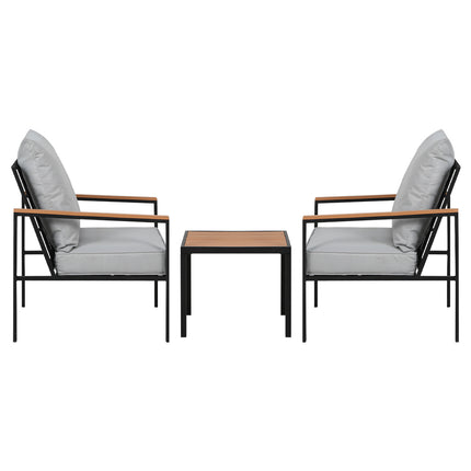 Gardeon 3PC Outdoor Furniture Bistro Set Lounge Setting Chairs Table Patio Black.