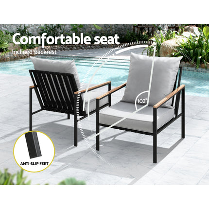 Gardeon 3PC Outdoor Furniture Bistro Set Lounge Setting Chairs Table Patio Black.