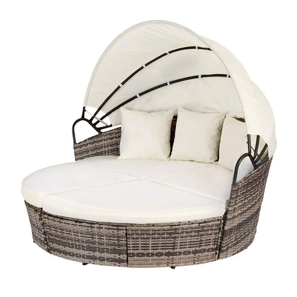Gardeon Outdoor Day Bed Sun Lounge Setting Wicker Lounger Furniture Patio Beige Set of 3.
