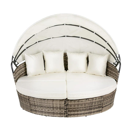 Gardeon Outdoor Day Bed Sun Lounge Setting Wicker Lounger Furniture Patio Beige Set of 3.