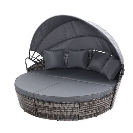 Gardeon Sun Lounge Setting Wicker Lounger Day Bed Outdoor Furniture Patio Grey.
