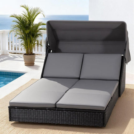 Gardeon Outdoor Day Bed Sun Lounge Setting Wicker Lounger Patio Furniture.