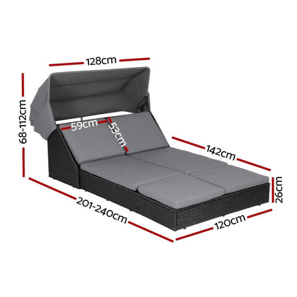Gardeon Outdoor Day Bed Sun Lounge Setting Wicker Lounger Patio Furniture.