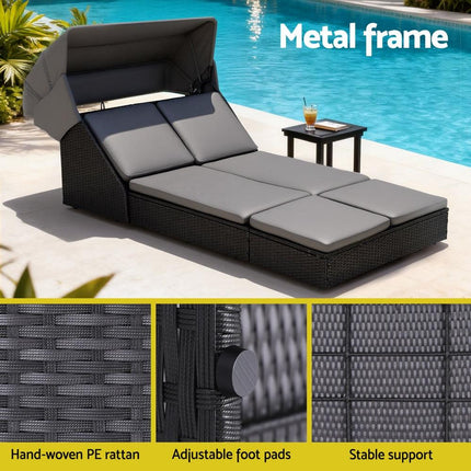 Gardeon Outdoor Day Bed Sun Lounge Setting Wicker Lounger Patio Furniture.
