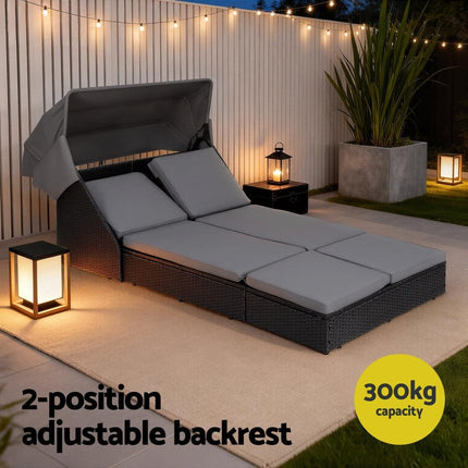 Gardeon Outdoor Day Bed Sun Lounge Setting Wicker Lounger Patio Furniture.